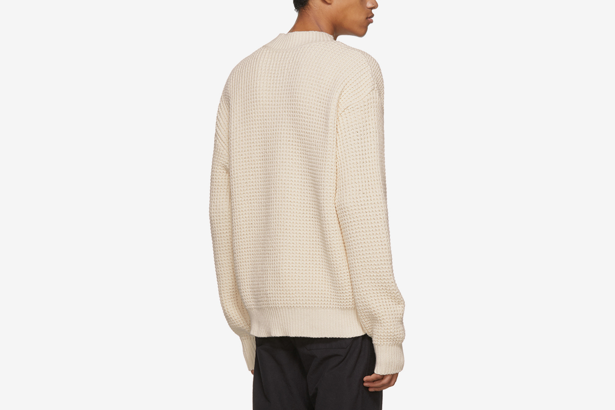 waffle mock neck sweater